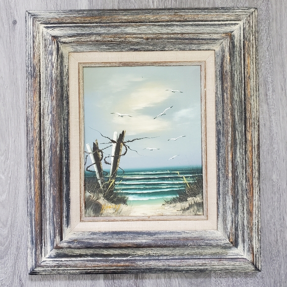 Vintage Other - Vintage Signed Original Oil On Canvas Seascape Coastal Painting by H. Gailey